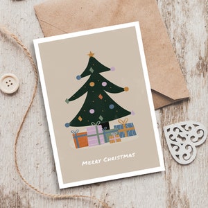 Kerstkaart Set | Modern Geïllustreerd Wenskaart | Merry Christmas Card Set | Abstract boho Vakantiekaart
