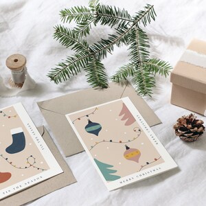 Set di cartoline di Natale / Cartoline d'auguri illustrate di lusso moderno / Cartoline festive illustrate / Cartoline di Natale astratte