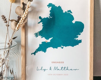 Gepersonaliseerde Kaart Engagement Gift | Bestemming Bruiloft of Verloving Kaart Print | Huwelijkscadeau voor koppels