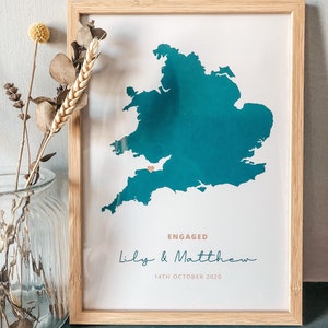 Gepersonaliseerde Kaart Engagement Gift | Bestemming Bruiloft of Verloving Kaart Print | Huwelijkscadeau voor koppels