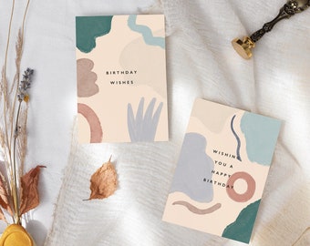 Abstracte, luxe verjaardagskaart set | Wenskaarten geïllustreerd met modern, kleurrijk patroon
