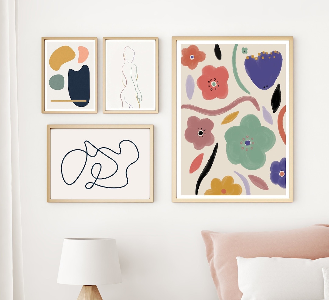 Abstract Colourful 4 Print Set Botanical Art Print Gallery - Etsy