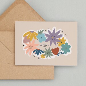 Tarjeta del Día de la Madre / Tarjeta botánica moderna de lujo feliz día de la madre / Tarjeta de felicitación floral ilustrada