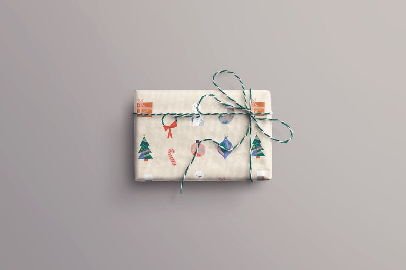 Christmas Wrapping Paper Colourful abstract festive Gift Wrap Illustrated Holiday Wrapping paper Eco friendly, recyclable gift wrap image 1