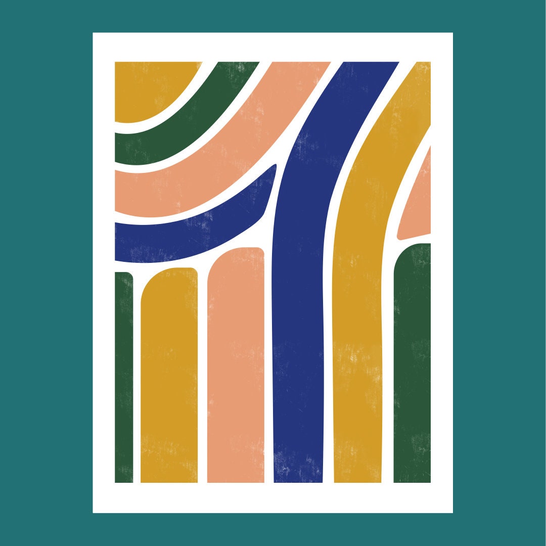 Set of 2 Abstract Prints Colourful Wall Art Contemporary Art for Your Living Room Mid Century