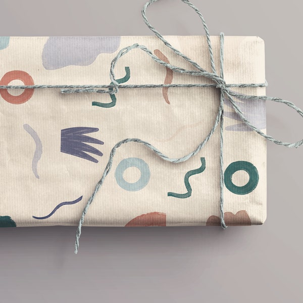 Luxury Illustrated Wrapping Paper | Modern, Abstract, colourful birthday Gift Wrap | Eco friendly and recyclable