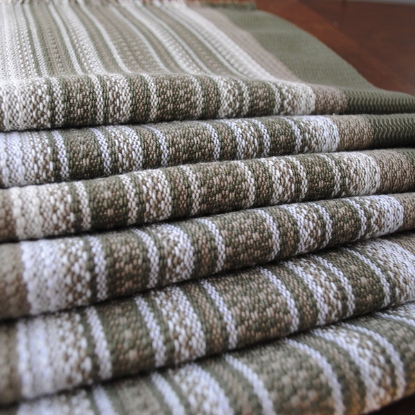 REDUCED TO CLEAR Handwoven Placemats (6) in Olive Green for everyday use or formal dining, great wedding gift, made in Newfoundland, Canada