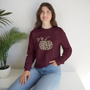 Leopard Print Kürbis Sweatshirt, Herbst Sweatshirt, Kürbis Sweatshirt, Herbst Sweatshirt für Frauen, süßes Herbst Sweatshirt,