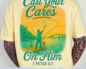 Christian Angeln Komfort Farben T-Shirt | Bibel-Vers-Grafik-T-Shirt