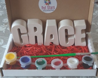 Paint your own ceramic name Kits | Kids craft kit| Kids DIY kit | Personalised Gift | Kids Birthday Gift