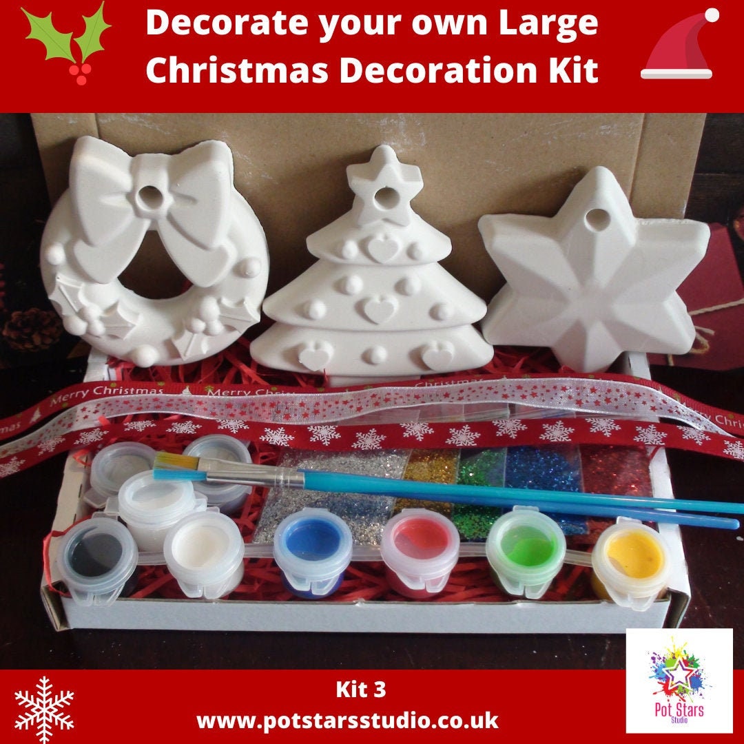 3 Large Christmas Decorations Craft Kit Christmas Craft Kit Children's
