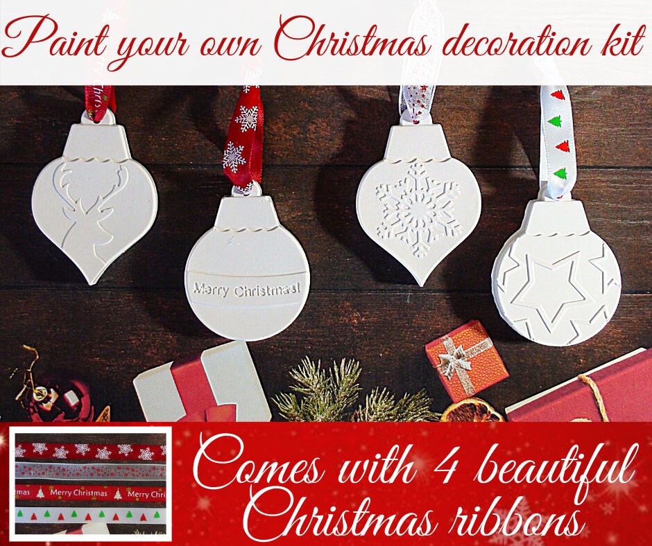Paint Your Own Christmas Decorations Craft Kit Christmas - Etsy UK