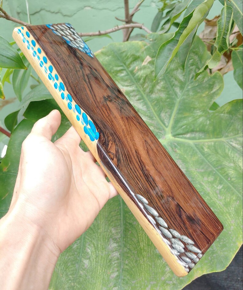 Mechanical keyboard Black Rosewood /& Alumilite resin keyboard wrist rest.