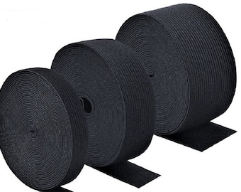 May include: Three rolls of black hook and loop fastener tape, in different sizes.