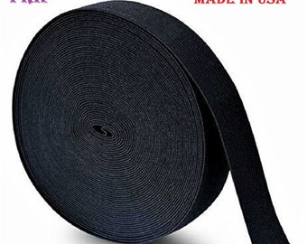 Black Elastic 0.5", 1", 1.5" 2" inch 15 yard high quality sewing elastic MADE IN USA