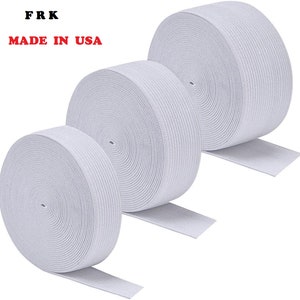 White Sewing Elastic 0.5&quot;, 1&quot;, 1.5&quot;, 2&quot;, 2.5&quot;, 3&quot; Inch 15 Yard Knit Elastic MADE IN USA