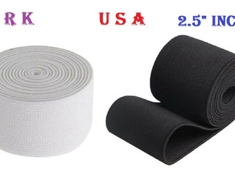 2.5" Inch wide Elastic 50 yard Heavy High Elasticity Black / White MADE IN USA , Free shipping