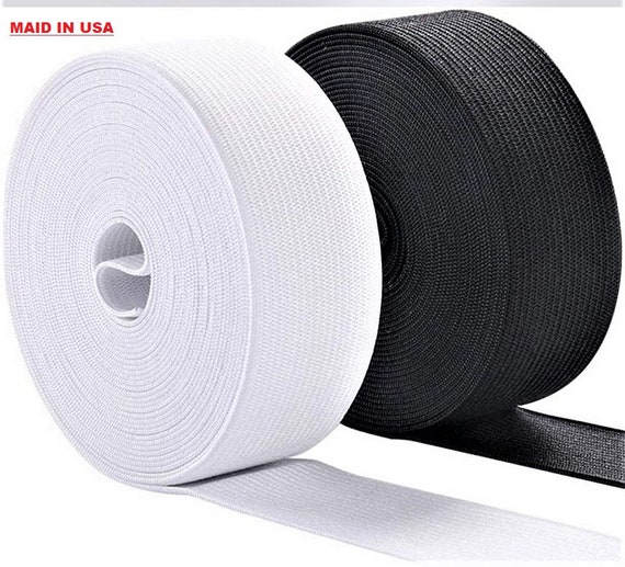 2 inch (50mm) Heavy Stretch Black and White Knit Elastic Band
