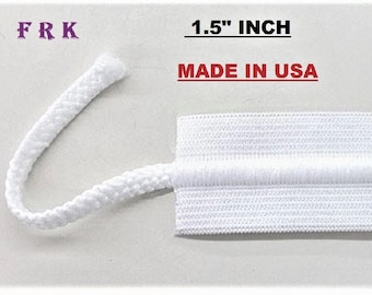 Draw cord elastic 1.5" inch wide Drawstring Elastic 15 or 25 yards white Free Shipping