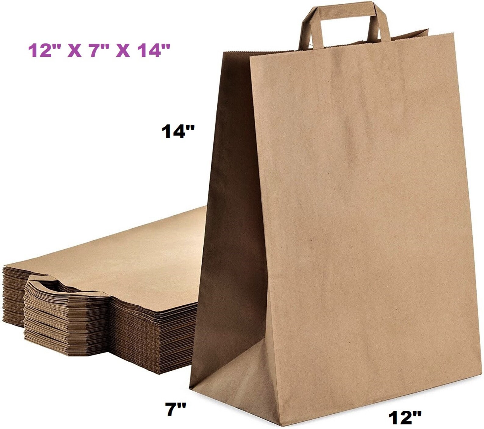 Merchandise paper bag 12x7x14 with flat Etsy