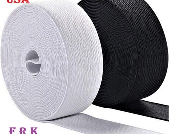 1" , 1.5" , 2" inch wide Elastic 50 yard high quality knit sewing elastic band black / white MADE IN USA Free Shipping