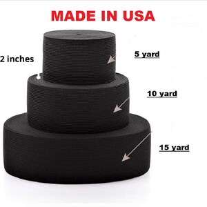 Elastic 2&quot; inch 5, 10, 15 yard high quality knit sewing elastic MADE IN USA Free Shipping