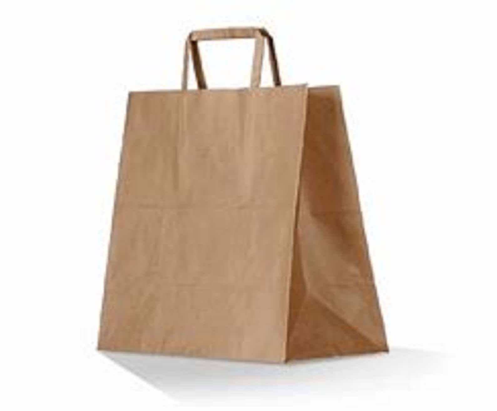 Paper Brown Bag 12x7x14 Large With Flat Etsy