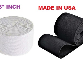 3" inch Elastic  50 Yard  3" inch wide high quality Black/White Knit Elastic Band Made in USA Free Shipping