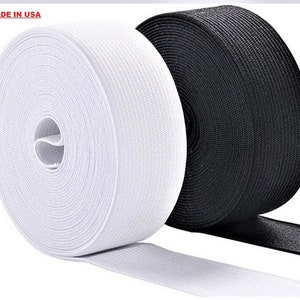 2&quot; inch elastic 50 yard high quality knit elastic . MADE IN USA  (white / Black )