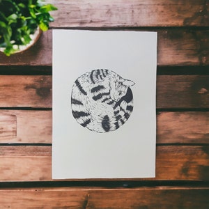 Original un-framed lino print - Comfy design - Hand printed original linocut design - A3 size
