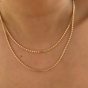 2mm 14K Solid Gold Tiny Gold Disc Necklace, Small Beads Gold Necklace, solid Gold Disc Necklace, Τiny Dots Necklace, tiny beads choker