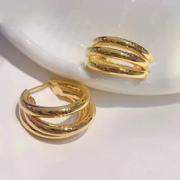 Solid Gold Hoops Etsy