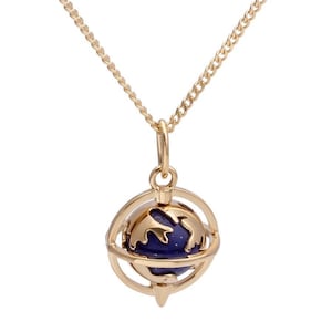 18K Solid Gold Weltkarte Anhänger, Solid Gold Map Halskette, Rotierende Erde Halskette, Emaille Erde Charme, Weltkarte Halskette, Erdhalskette
