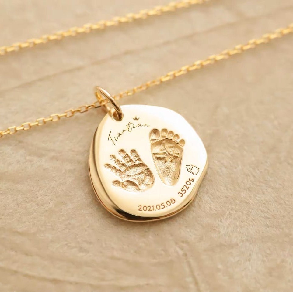 Footprints Necklace with Personalised Engraving. Baby, Infant Loss Sympathy  Gift | eBay