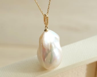 18K Solid Gold Pearl Charms, Pearl Necklace Charm, Pearl Gold Pendant,18K Pearl Charm