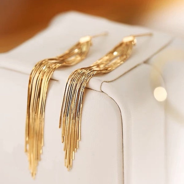 Gold Tassel Earrings Etsy