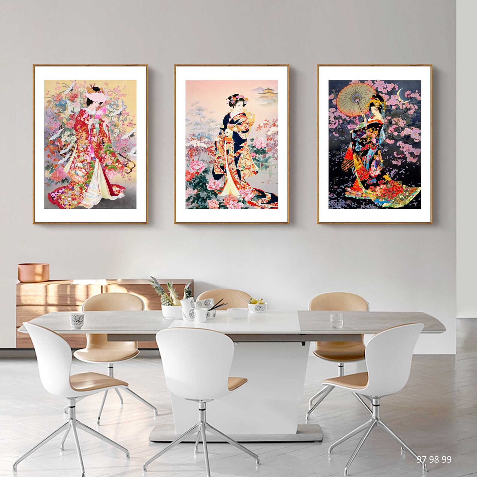 Geisha Girls Wall Art Prints Set of 3 Geisha Art Etsy