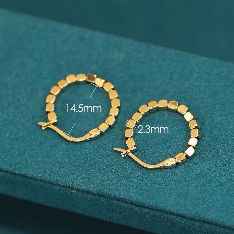 18K Solid Gold Hoop Earrings Gold Hoop Earring Solid Gold Etsy