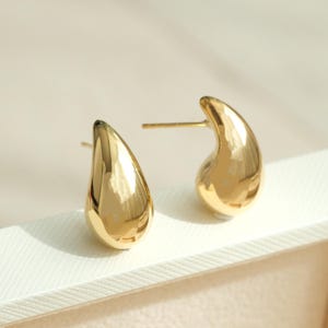 18K Solid Gold Water drop Earrings, Waterdrop Hook Earrings, Gold Drop Earrings, Small Hook Earrings