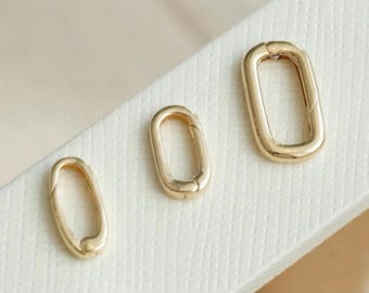 18K solid gold Connector Clasp, Charm Push Closure,  Necklace Clasp, Charm Holder, Pendant Connector Ring,Enhancer Hoop Lock For Charms
