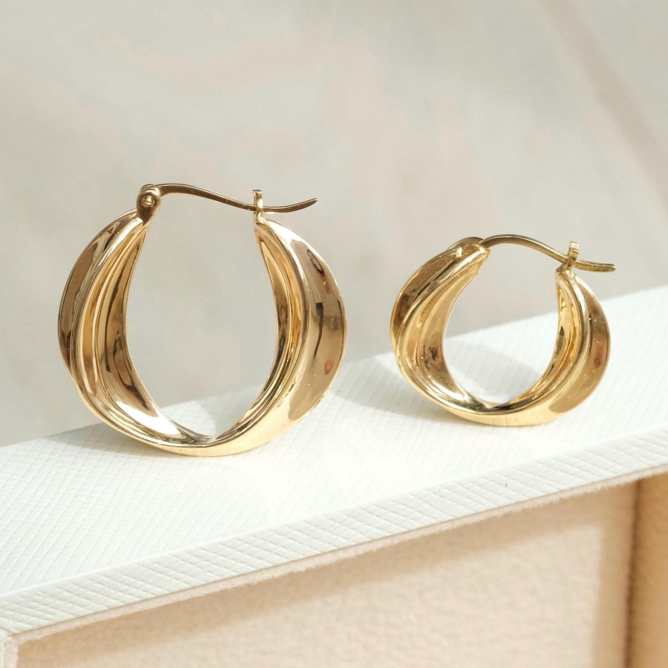 [wingbling] 韓国☆14K Gold☆Percia Earrings 18K Solid Gold Hoop Earrings, Gold Hoop Earring, Solid Gold