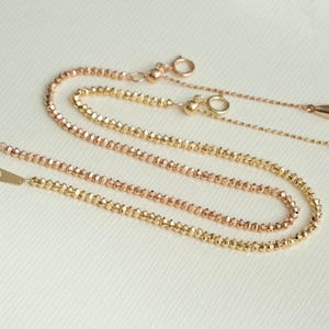 18K MASSIEF GOUD kralenarmband, massief gouden stapelarmband, sierlijke schakelarmband, goudlaagarmband, gouden kralenarmband