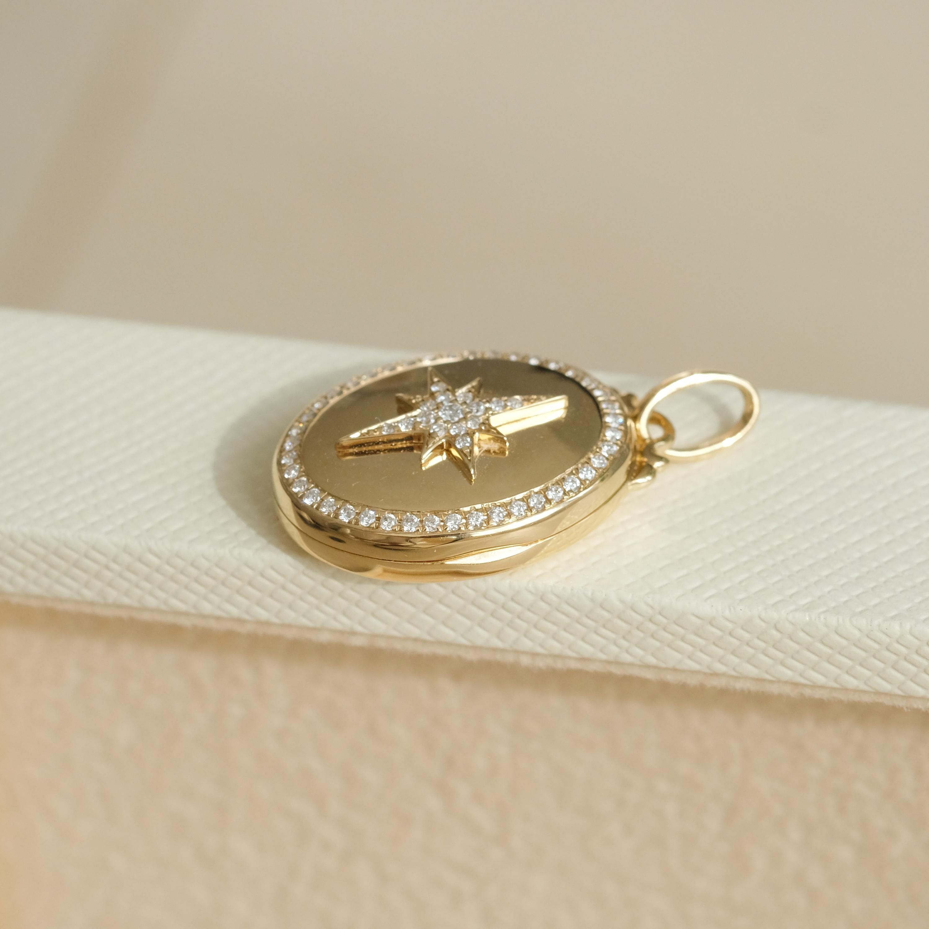 Locket Image 14K Solid Gold Locket, Custom Photo Pendant, Gold Locket With Picture ...