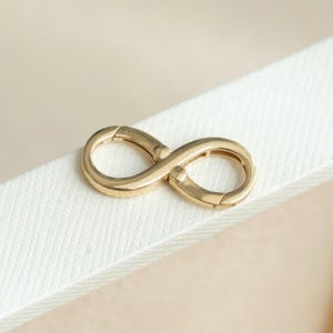 18K large solid gold  Connector Clasp, Charm Push Closure,  Necklace Clasp, Charm Holder, Pendant Connector, Enhancer Hoop Lock For Charm