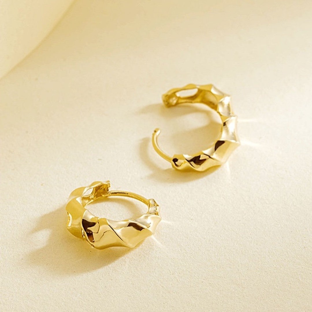 14K Solid Gold Hoop Earrings, Gold Hoop Earring, Solid Gold Hoop, 11mm ...