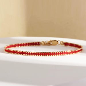 18K SOLID GOLD red string bracelet with diamond / solid gold Lucky Bracelet/Red string minimalistic wish bracelet/friendship bracelet