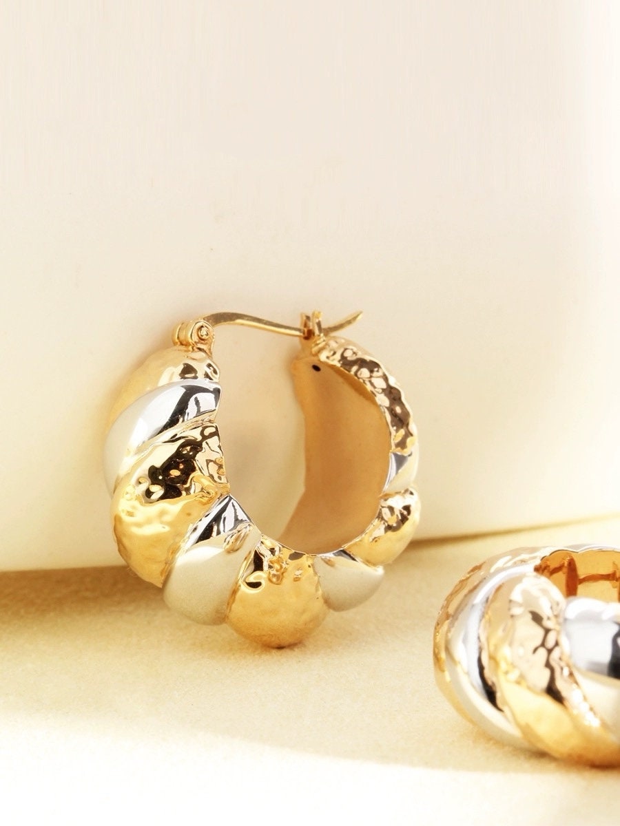 Blaine Two Tone Chain Hoop main image 0
