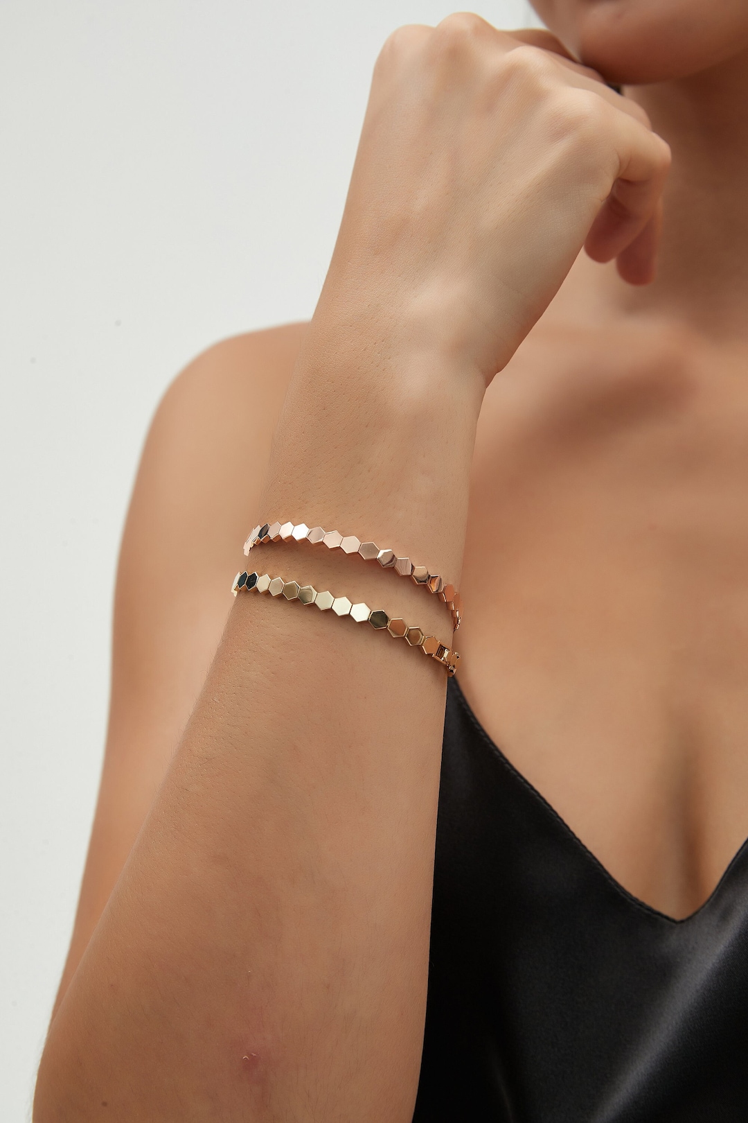 14K/18K SOLID GOLD Bracelet, 18K Solid Gold Bangle, Handmade