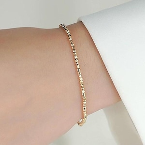 18K MASSIEF GOUD kralenarmband, massief gouden stapelarmband, sierlijke schakelarmband, goudlaagarmband, gouden kralenarmband