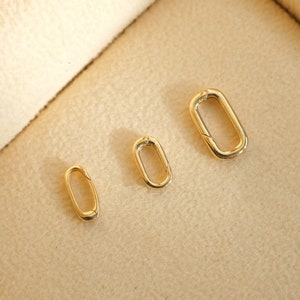 18K solid gold Connector Clasp, Charm Push Closure,  Necklace Clasp, Charm Holder, Pendant Connector Ring,Enhancer Hoop Lock For Charms